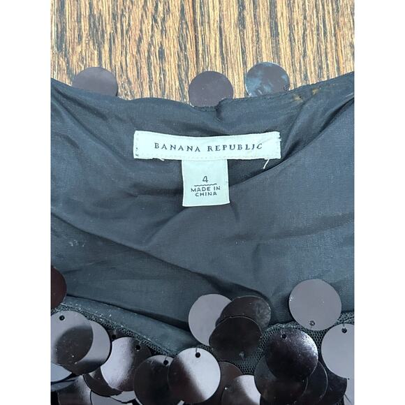 Banana Republic Women's Black Wide Strap Lined Sequins Mini Shift Dress Size 4 - Picture 4 of 8